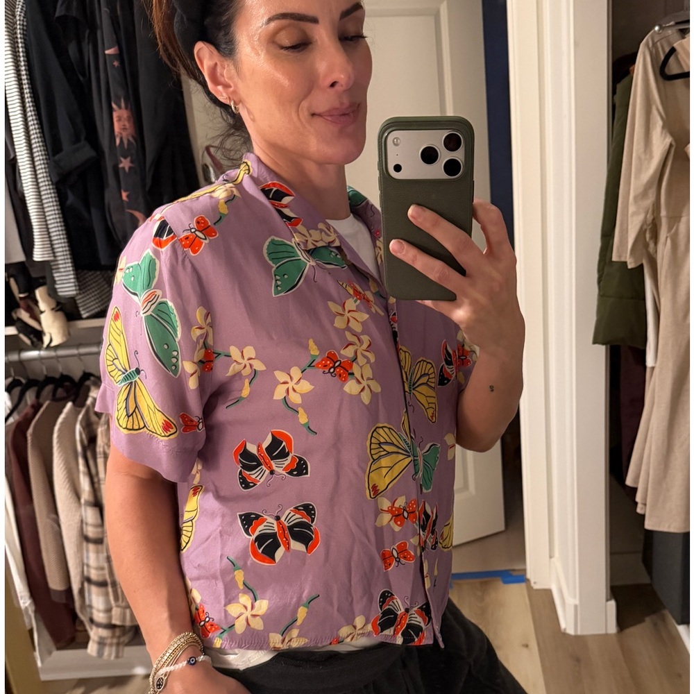 Colorful Butterfly Print Shirt